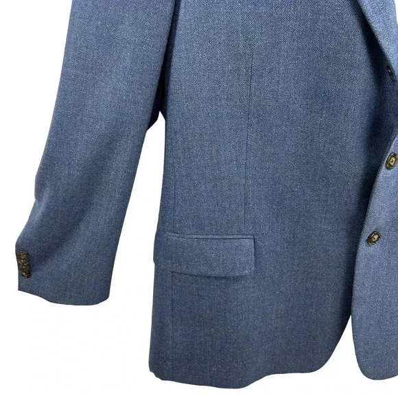 Joseph Abboud 48R 55% SILK 45% WOOL American Soft Jacket Blue Check Parisian USA - Picture 3 of 16